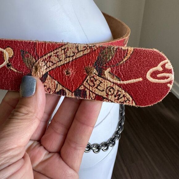 Vintage Y2K Ed Hardy Kill Slowly Embroidered Chain Belt Red main image 8